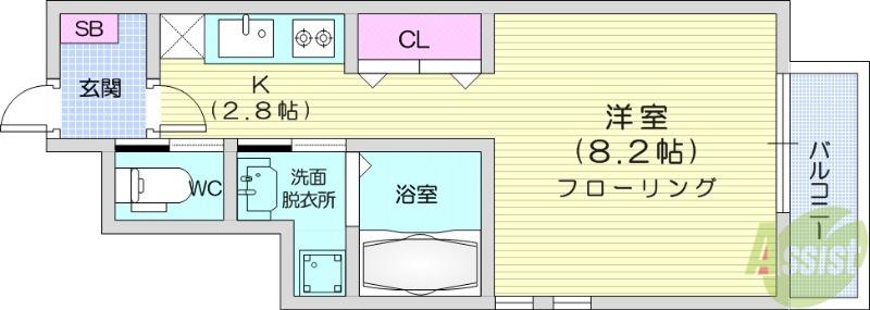 クラウディア人来田(1K/1階)の間取り写真