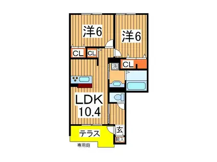 HANABUSA Ⅰ(2LDK/1階)の間取り写真