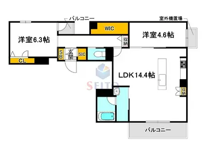 シャーメゾン ノワリー(2LDK/3階)の間取り写真
