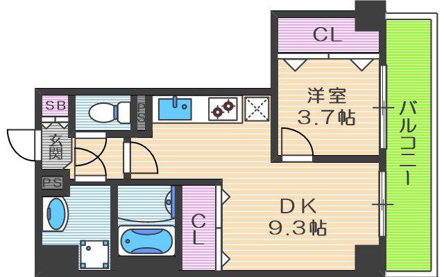ランドマークシティ梅田東(1DK/4階)の間取り写真