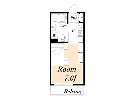 LIGERE南行徳ウエスト(ワンルーム/2階)の間取り写真