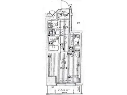 ヴェルト芝浦(1K/2階)の間取り写真