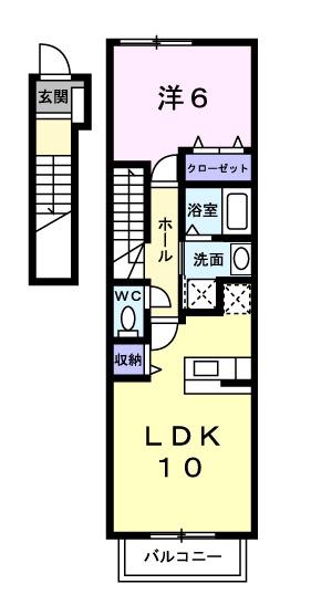 レグルス壱番館(1LDK/2階)の間取り写真