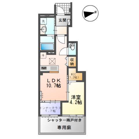 光明寺字山屋敷アパート(1LDK/1階)の間取り写真