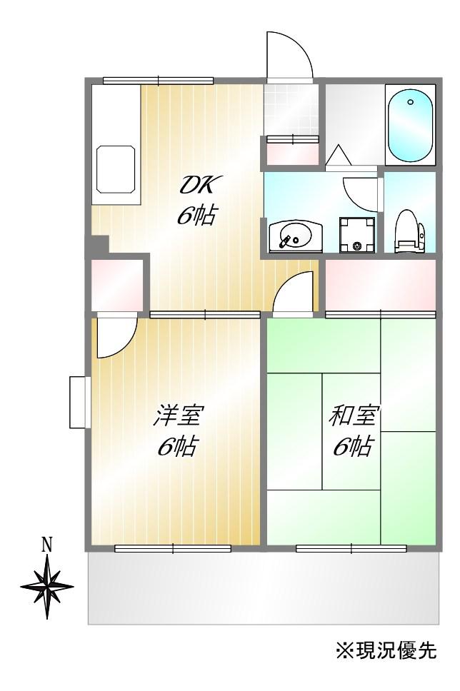 第1ロクヤオン(2DK/1階)の間取り写真