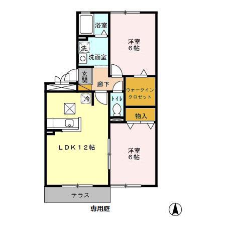 サンモール六実(2LDK/1階)の間取り写真