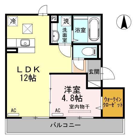 セジュールDH(1LDK/1階)の間取り写真