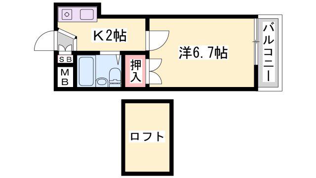 あさひハイツ(1K/2階)の間取り写真