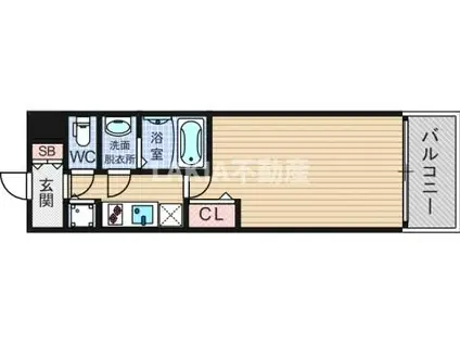 レジュールアッシュウエストレジス(1K/3階)の間取り写真