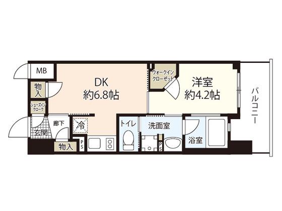 EC広島国泰寺(1DK/6階)の間取り写真