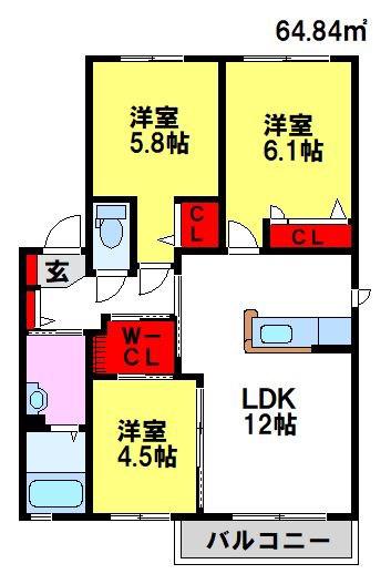 ローゼン(3LDK/2階)の間取り写真