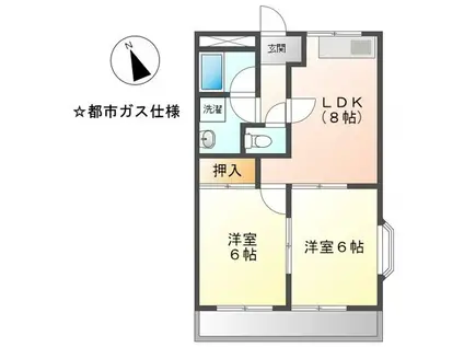 サニー加島(2DK/2階)の間取り写真
