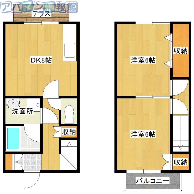ラフィーネ吉川I(2DK/1階)の間取り写真