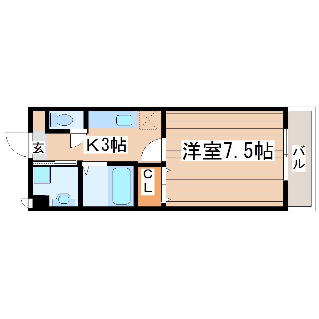 サンパティーク泉中央(1K/2階)の間取り写真