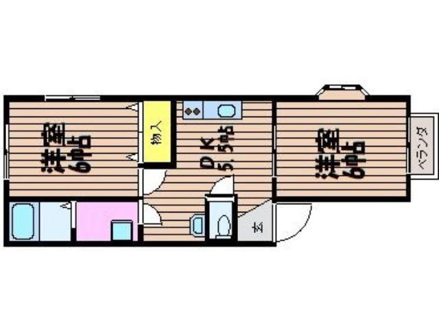 NTYコーポ(2DK/2階)の間取り写真