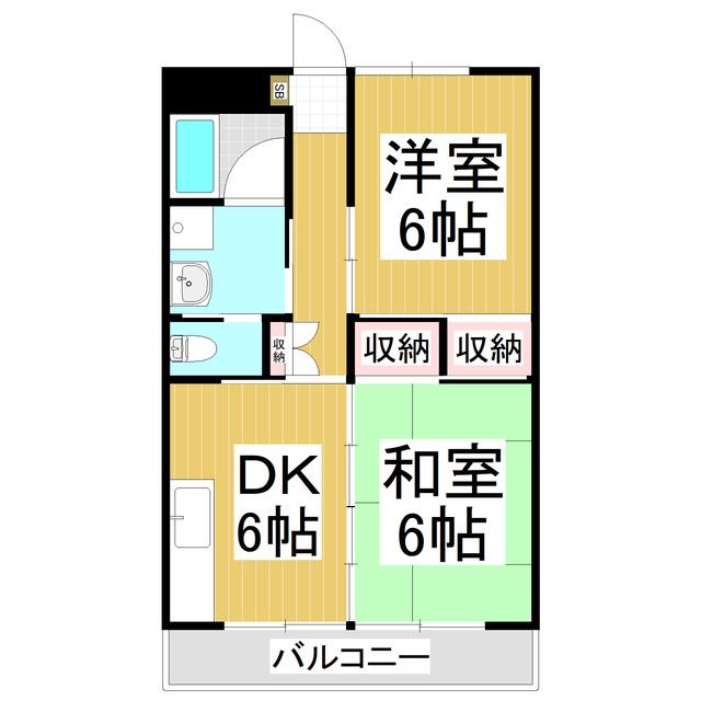 宮尾ハイツ(2DK/2階)の間取り写真