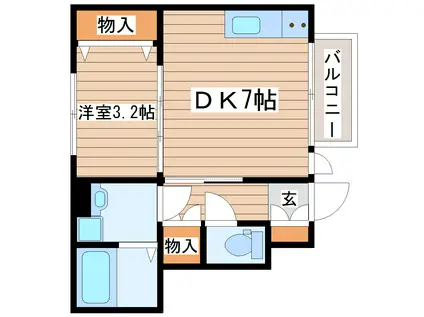 リヴィエールI(1DK/1階)の間取り写真