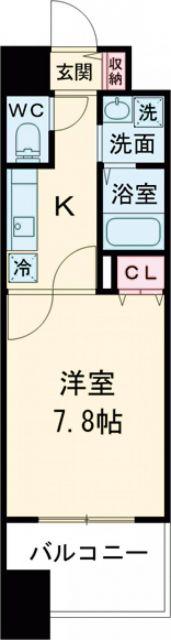 CASSIA住道(1K/2階)の間取り写真