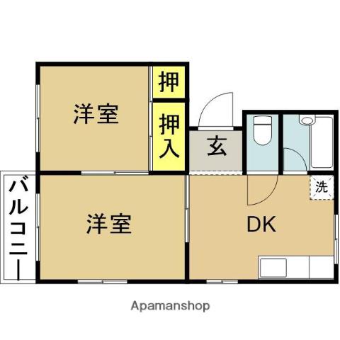 第一弘コーポ(2DK/3階)の間取り写真