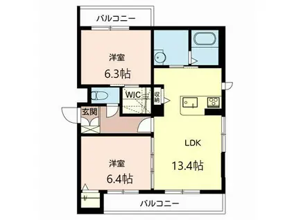 シャーメゾンENTRE荘園(2LDK/3階)の間取り写真