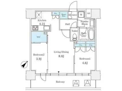 サンライズ茅場町(2LDK/4階)の間取り写真