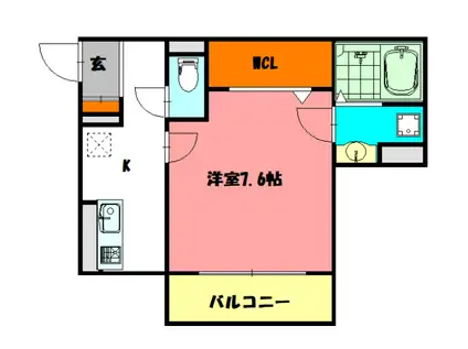 エスターテ西明石(1DK/1階)の間取り写真