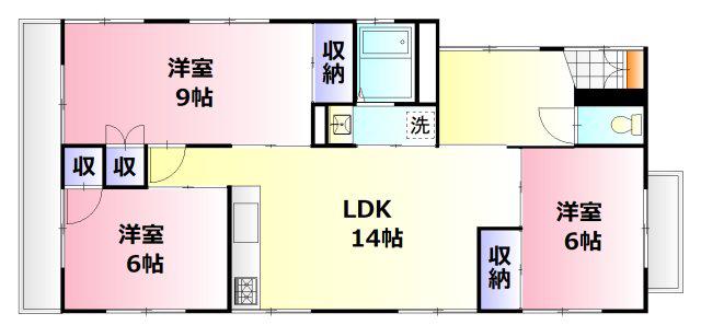 光田アパート(3LDK/3階)の間取り写真