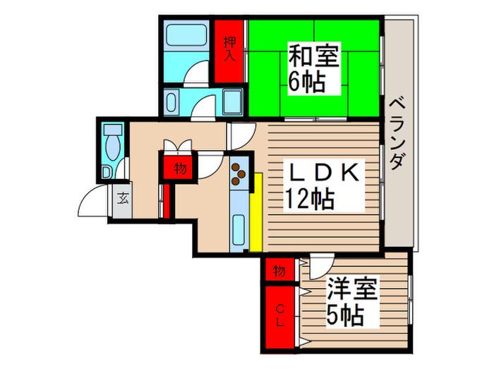 ロイヤルシャトー船橋(2LDK/2階)の間取り写真