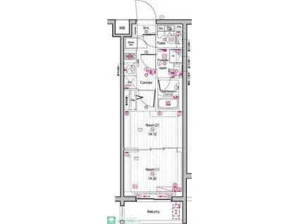 THE PREMIUM CUBE G 東中野(2K/2階)の間取り写真