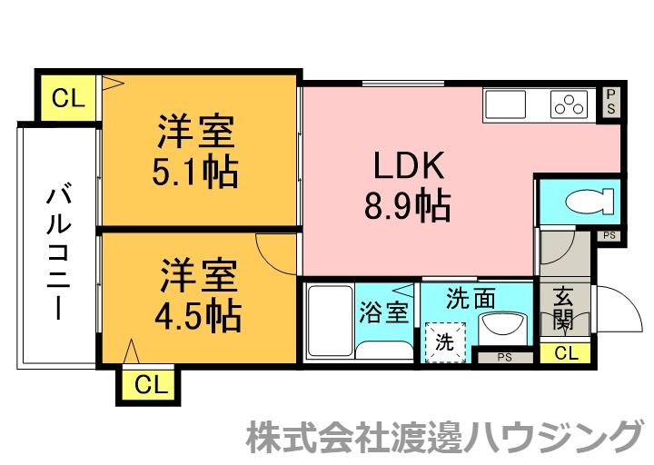 ラモーナ加島III(2LDK/1階)の間取り写真