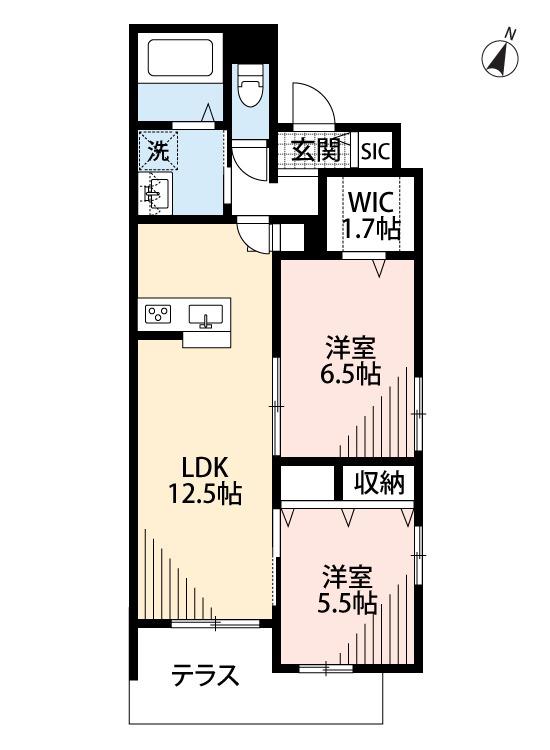 MAISON DE MORI(2LDK/1階)の間取り写真