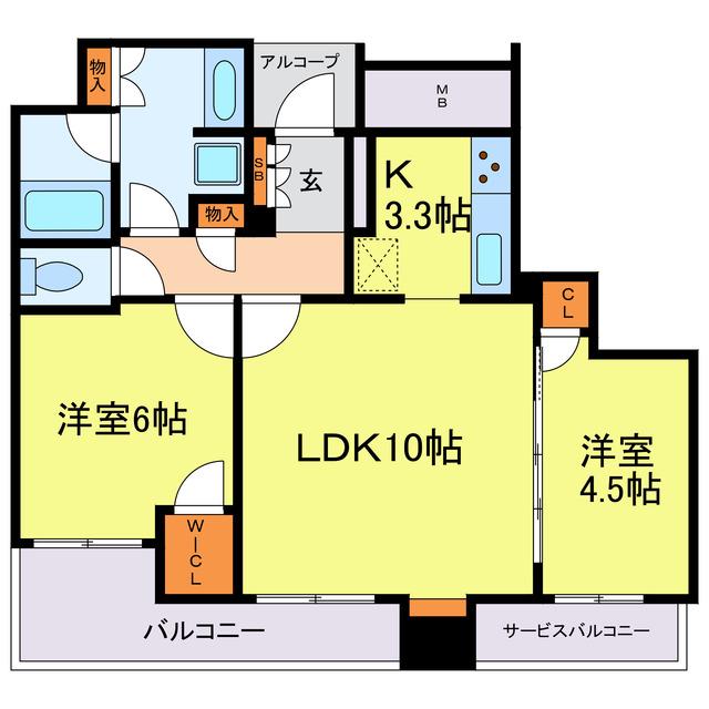 シエリアタワー中之島(2LDK/15階)の間取り写真