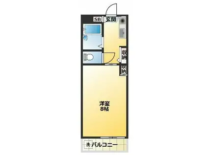 ソフィア薬師(1K/2階)の間取り写真