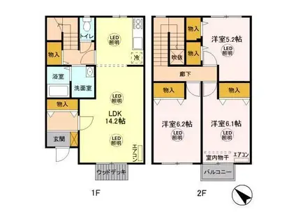 サンパティーク C(3LDK/1階)の間取り写真