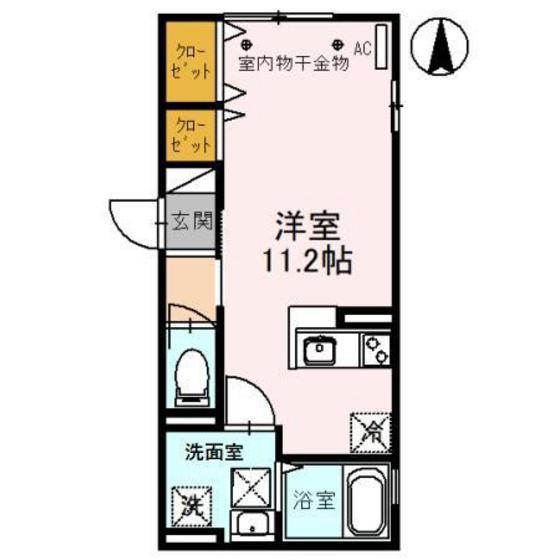 アンジェブラン(ワンルーム/1階)の間取り写真