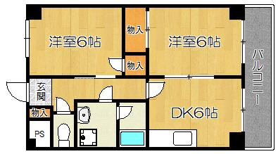 サンモール小坂(2DK/3階)の間取り写真