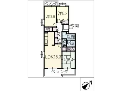 南山レジデンス A棟(3LDK/1階)の間取り写真