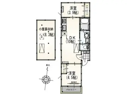 サンライズ成瀬A棟(2LDK/2階)の間取り写真