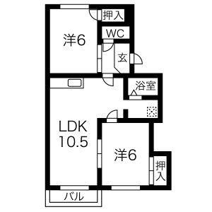 サンシャイン90(2LDK/1階)の間取り写真