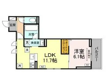 D PAINA 木月住吉町(1LDK/2階)の間取り写真