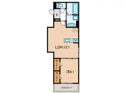 GRAMM下津林ウエスト(1LDK/2階)の間取り写真