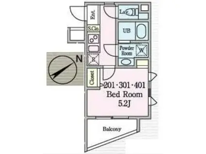 MEJOR SITIO 恵比寿 メホールシーティオ恵比寿(1K/2階)の間取り写真