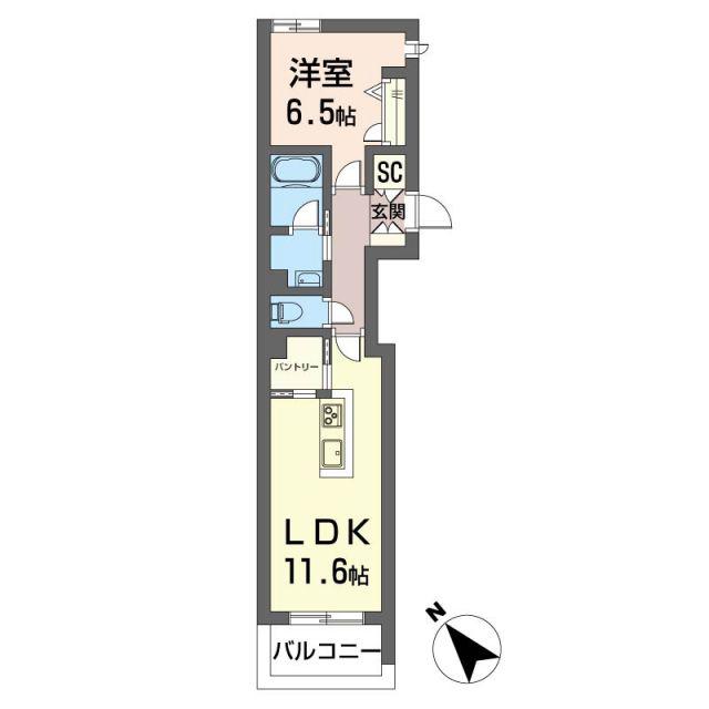 ＪＲ横須賀線 逗子駅 徒歩8分 3階建 築1年(1LDK/2階)の間取り写真