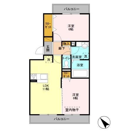 ALBAGRANDE(2LDK/3階)の間取り写真
