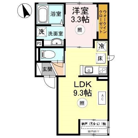GLORIA(1LDK/1階)の間取り写真