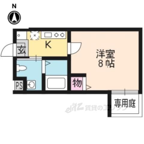 SUNRICH西陣(1K/1階)の間取り写真