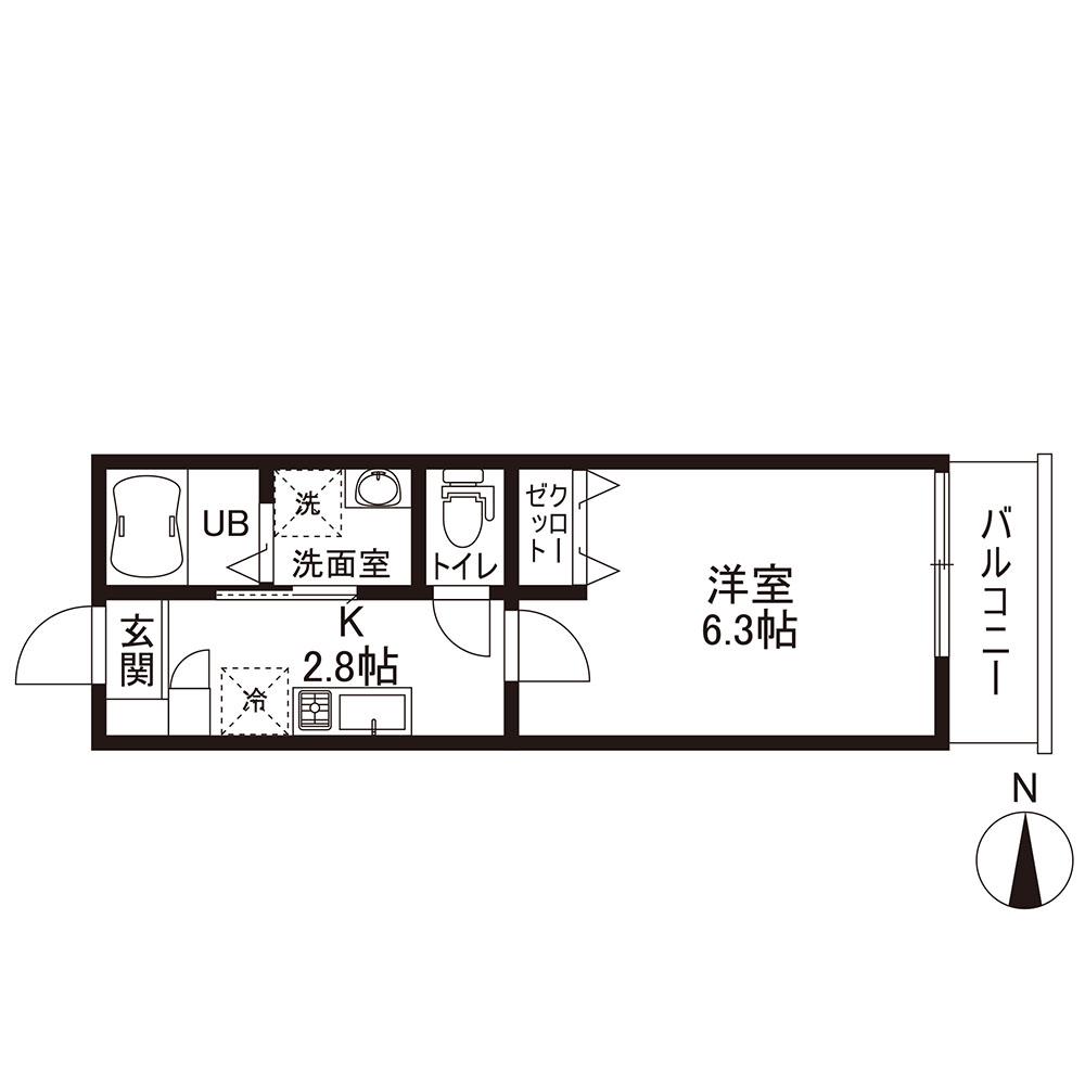 CONTECASA弘明寺(1K/3階)の間取り写真
