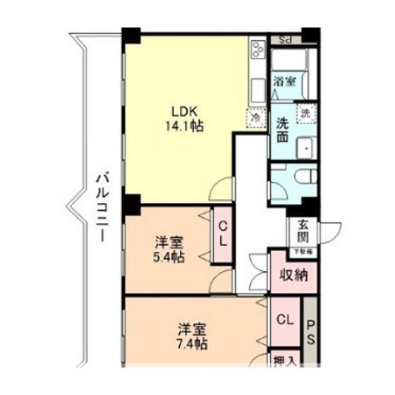 センチュリー山室(2LDK/3階)の間取り写真