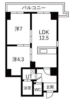 シティコート目黒IV(2LDK/6階)の間取り写真
