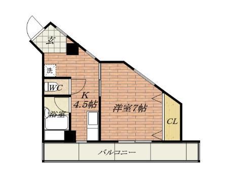 アンフィニィ庄III(1K/2階)の間取り写真